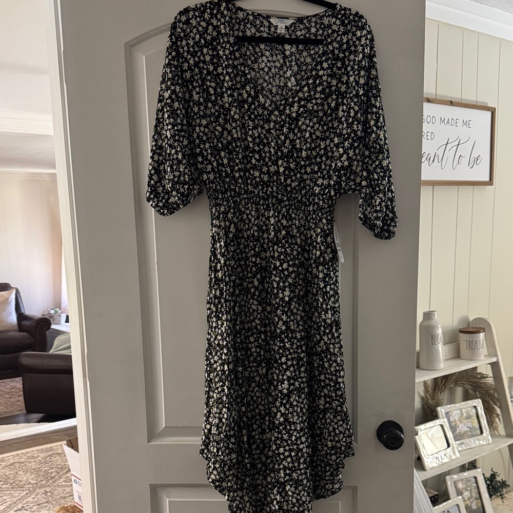 Time and Tru Black Floral Midi Dress